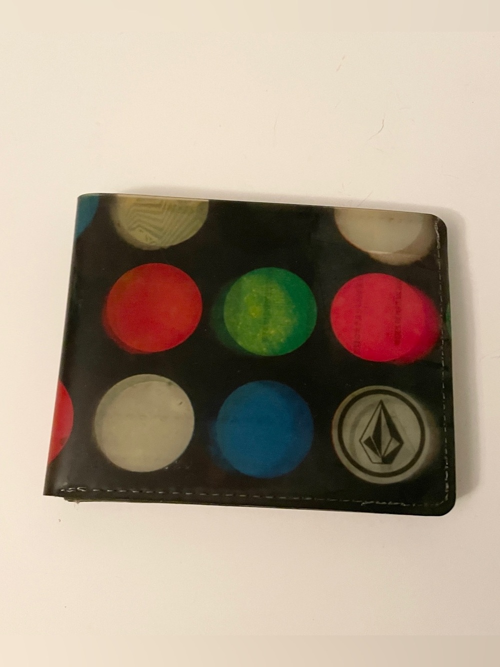 Volcom Dot Mess Bifold Wallet Colorful Polka Dot Graphic Print